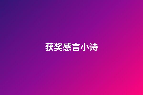 获奖感言小诗