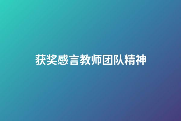 获奖感言教师团队精神