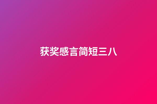 获奖感言简短三八