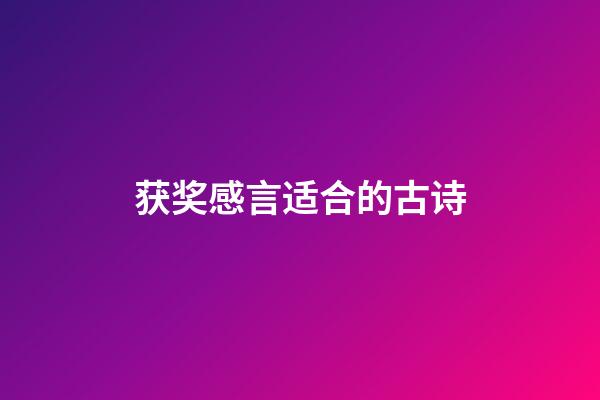 获奖感言适合的古诗