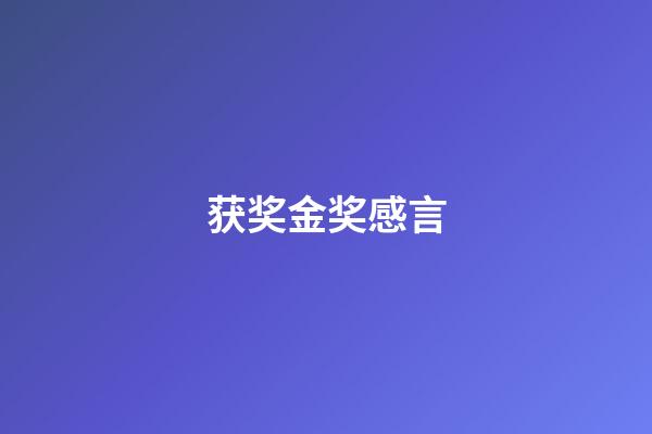 获奖金奖感言