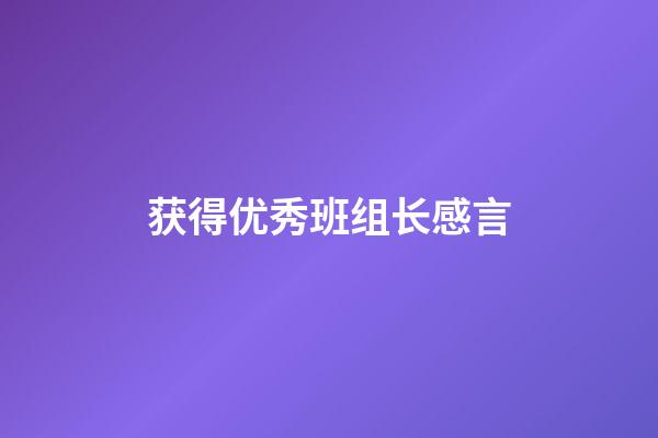 获得优秀班组长感言