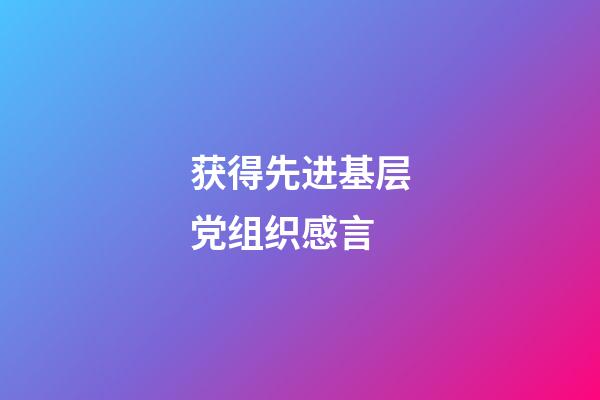 获得先进基层党组织感言