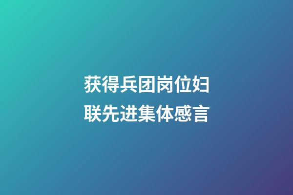 获得兵团岗位妇联先进集体感言