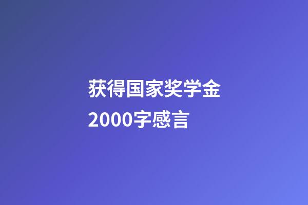 获得国家奖学金2000字感言