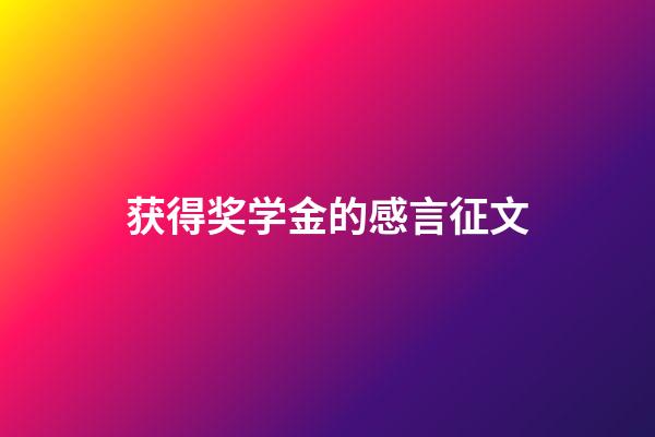 获得奖学金的感言征文