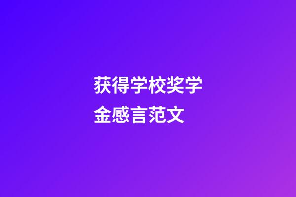 获得学校奖学金感言范文