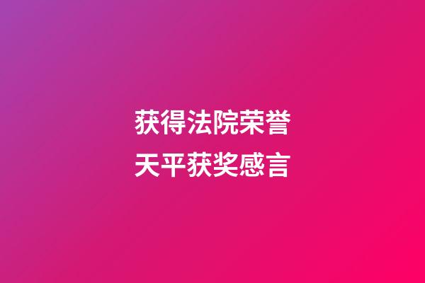 获得法院荣誉天平获奖感言