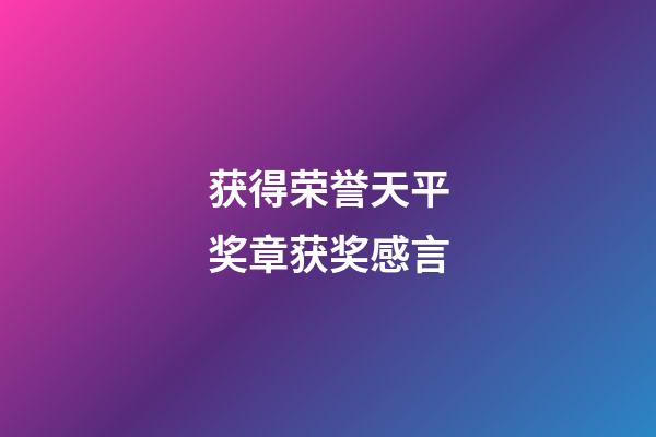 获得荣誉天平奖章获奖感言