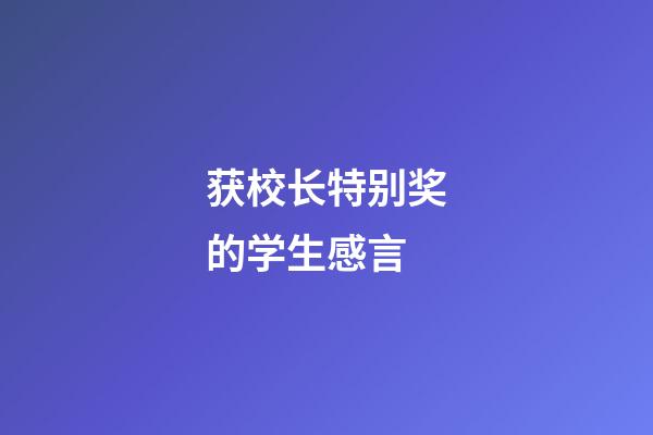 获校长特别奖的学生感言