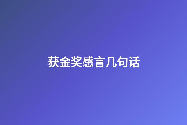 获金奖感言几句话