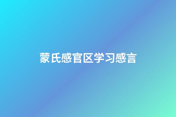 蒙氏感官区学习感言