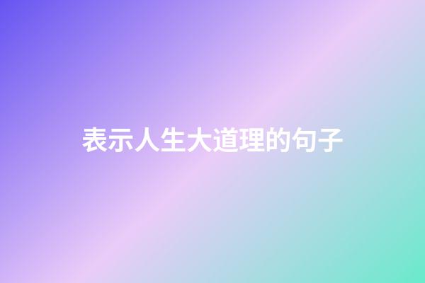 表示人生大道理的句子