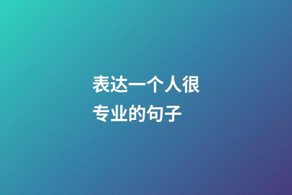 表达一个人很专业的句子