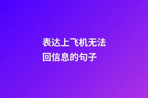 表达上飞机无法回信息的句子