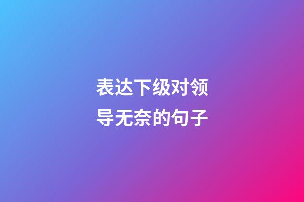 表达下级对领导无奈的句子