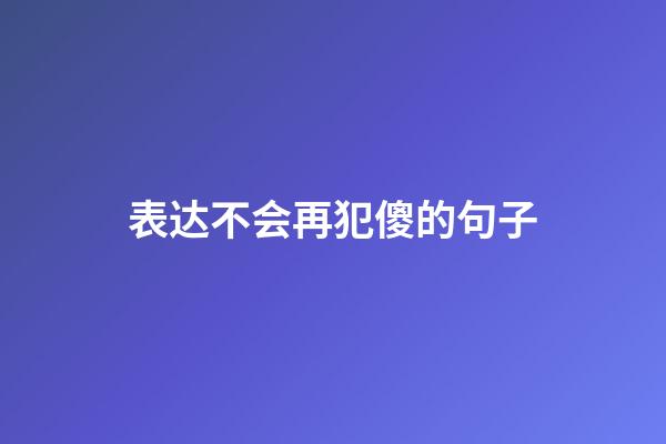 表达不会再犯傻的句子