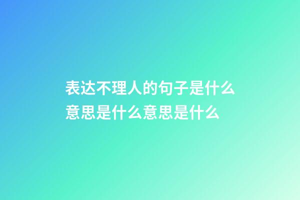 表达不理人的句子是什么意思是什么意思是什么