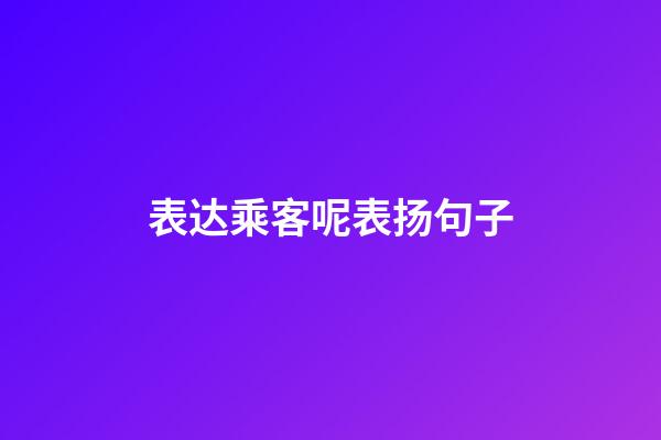 表达乘客呢表扬句子