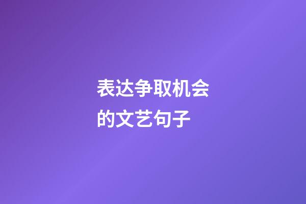 表达争取机会的文艺句子