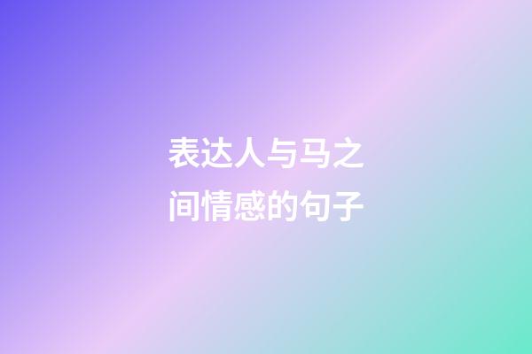 表达人与马之间情感的句子