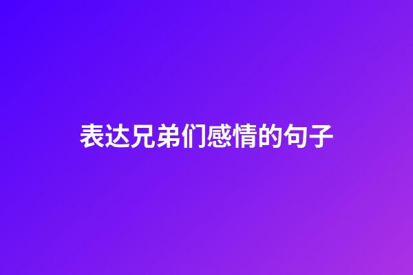 表达兄弟们感情的句子