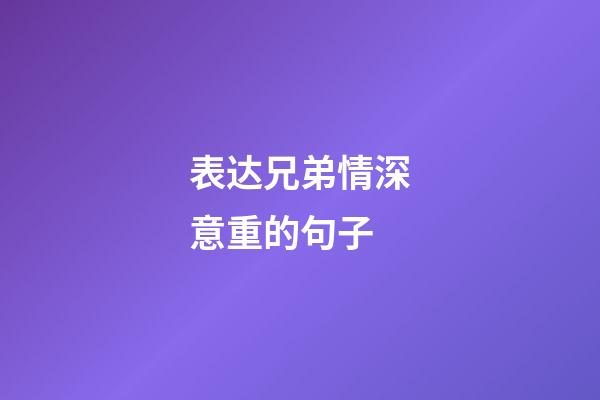 表达兄弟情深意重的句子