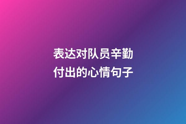 表达对队员辛勤付出的心情句子