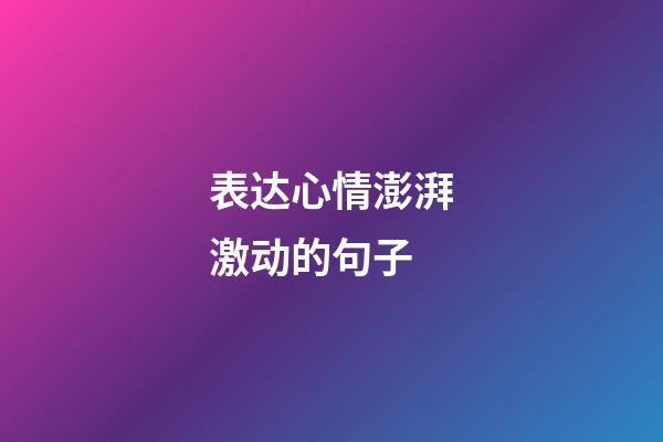 表达心情澎湃激动的句子