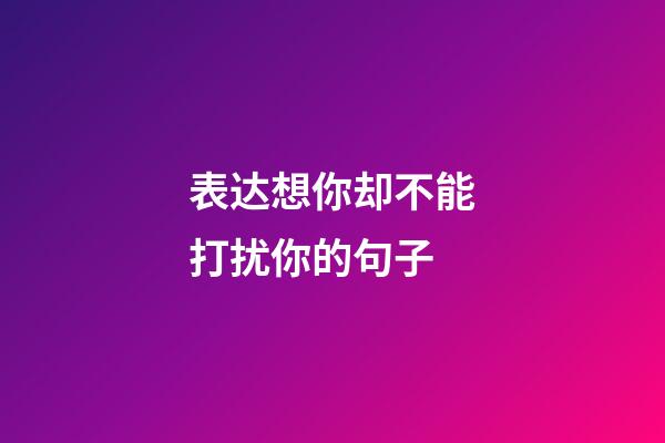 表达想你却不能打扰你的句子