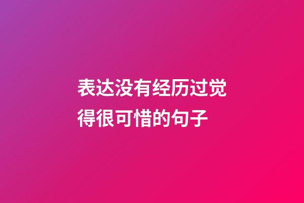 表达没有经历过觉得很可惜的句子