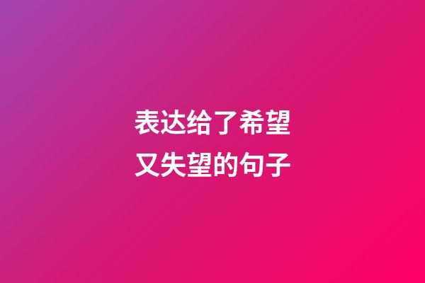 表达给了希望又失望的句子