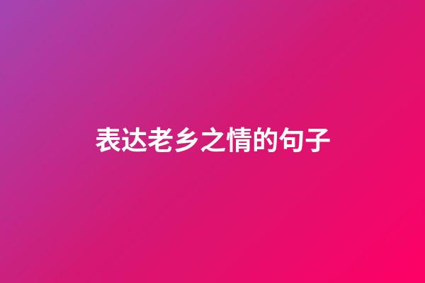 表达老乡之情的句子