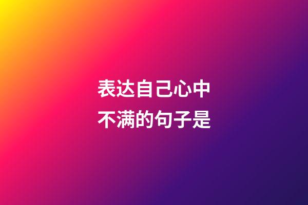 表达自己心中不满的句子是