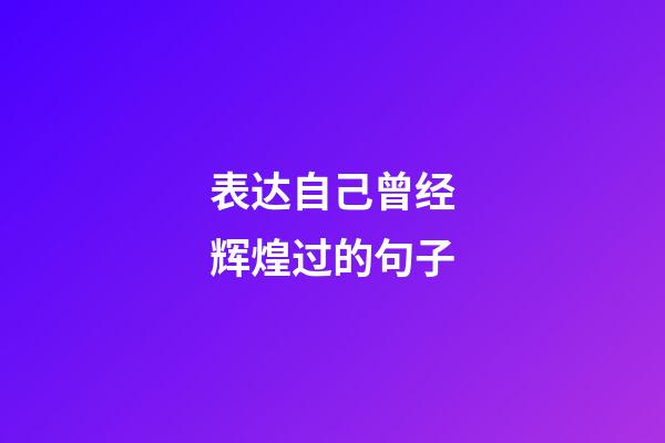 表达自己曾经辉煌过的句子