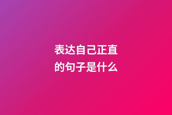 表达自己正直的句子是什么