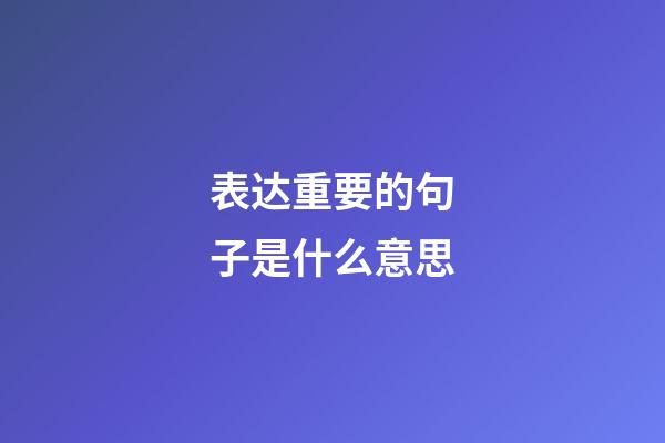 表达重要的句子是什么意思