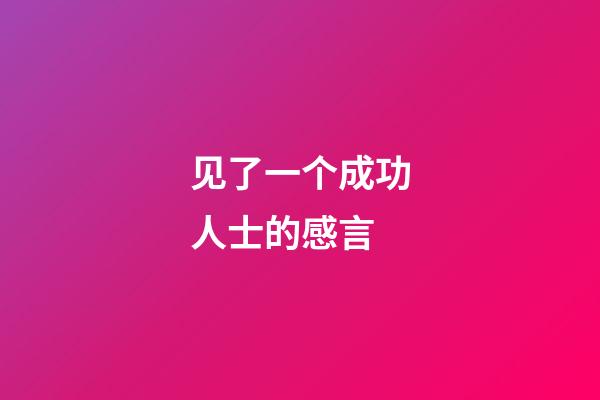 见了一个成功人士的感言