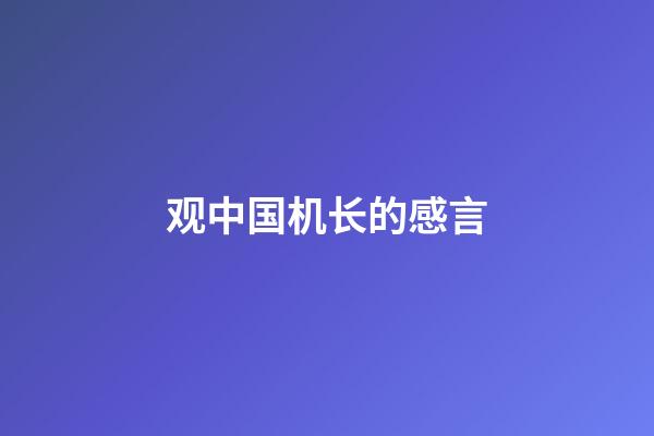 观中国机长的感言