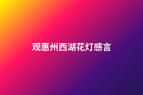 观惠州西湖花灯感言