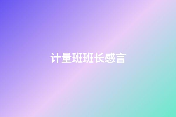 计量班班长感言