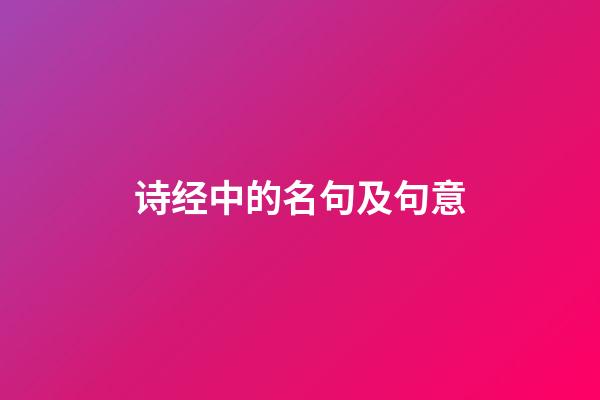 诗经中的名句及句意