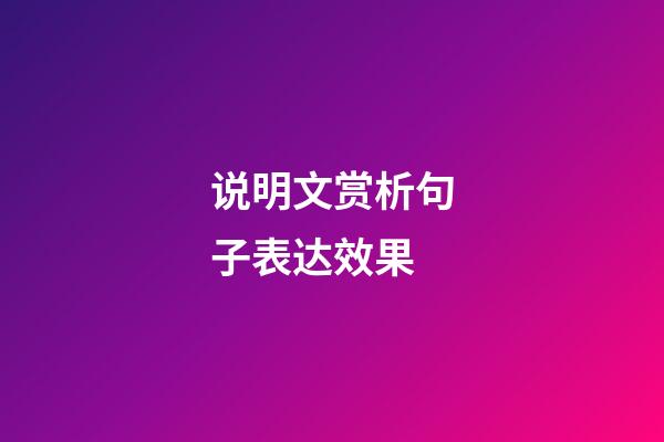 说明文赏析句子表达效果