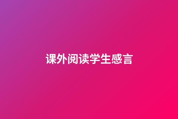 课外阅读学生感言