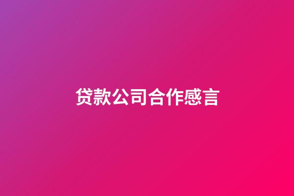 贷款公司合作感言