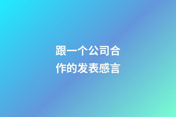 跟一个公司合作的发表感言