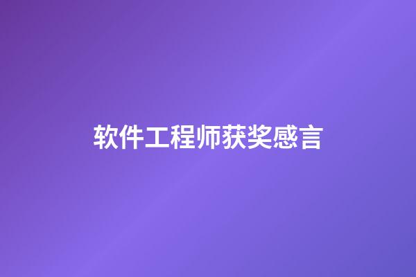 软件工程师获奖感言