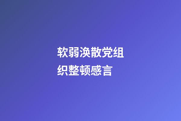 软弱涣散党组织整顿感言