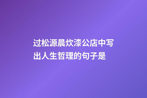 过松源晨炊漆公店中写出人生哲理的句子是