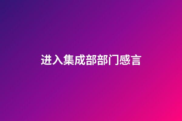 进入集成部部门感言